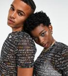 Collusion X Exist Loudly Unisex Slim Fit Crop Mesh T-shirt With All Over Print-multi