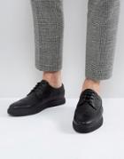 Asos Creeper Brogue Shoes In Black Faux Leather - Black