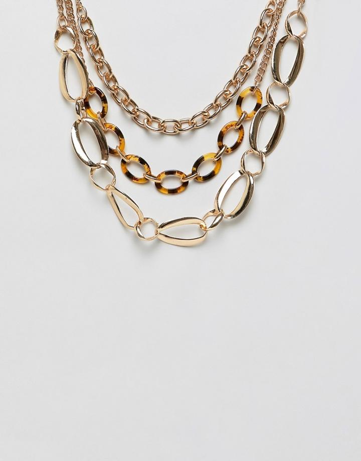 Stradivarius Carey & Gold Chain Necklace - Gold