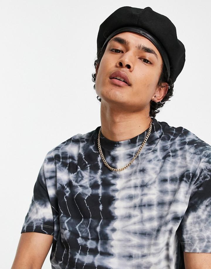 Asos Design Beret Hat In Black Melton With Size Adjustor