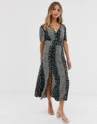 Miss Selfridge Maxi Tea Dress In Floral Print-black