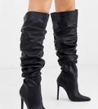 Asos Design Wide Fit Carlotta Slouch Stiletto Knee Boot In Black