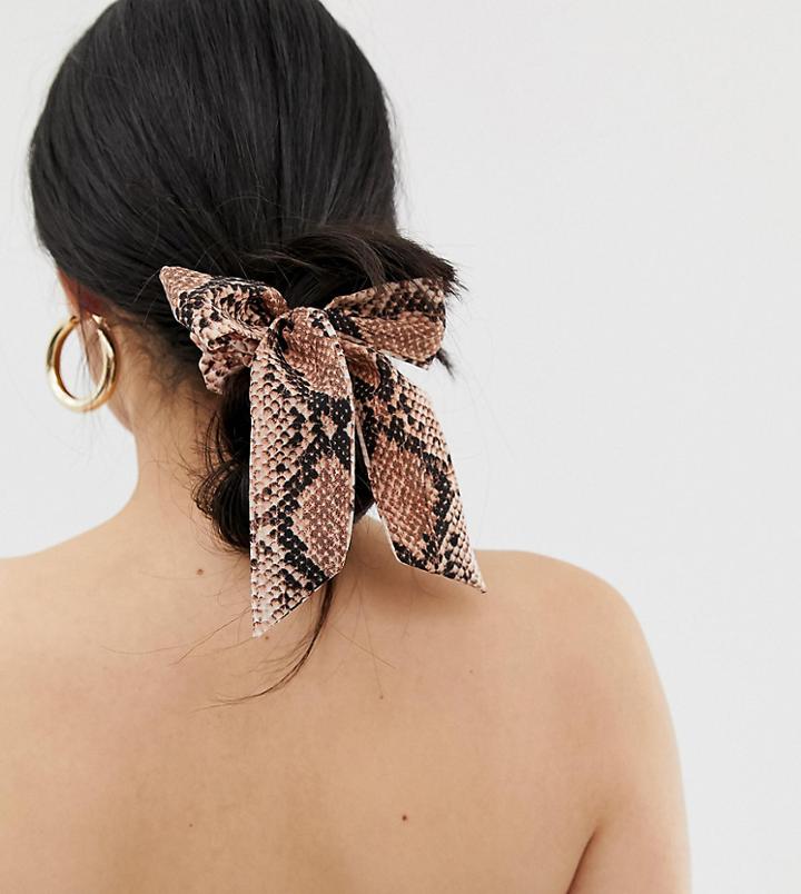 My Accessories London Snakeskin Print Tie Scrunchie - Multi