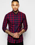 Asos Skinny Shirt In Check With Long Sleeve - Red