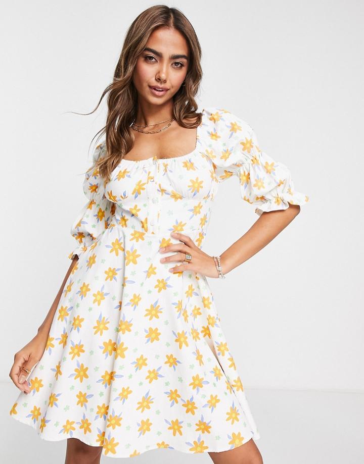 Urban Revivo Mini Smock Dress In Floral Print-multi