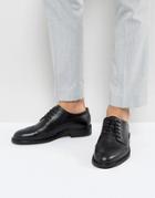 Selected Homme Baxter Leather Brogue Shoes In Black - Black