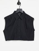 Monki Jessie Organic Cotton Sleeveless Cropped Shirt In Black