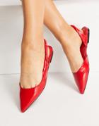 Asos Design Lone Twisted Slingback Ballet Flats In Red