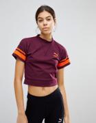 Puma Tipping Tee In Burgundy - Red
