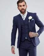 Asos Wedding Super Skinny Suit Jacket In Blue Micro Check - Blue
