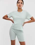 Asos Design T-shirt & Rib Legging Short Pyjama Set - Multi
