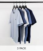 Abercrombie & Fitch 5 Pack Icon Logo T-shirt In Blues And White-multi