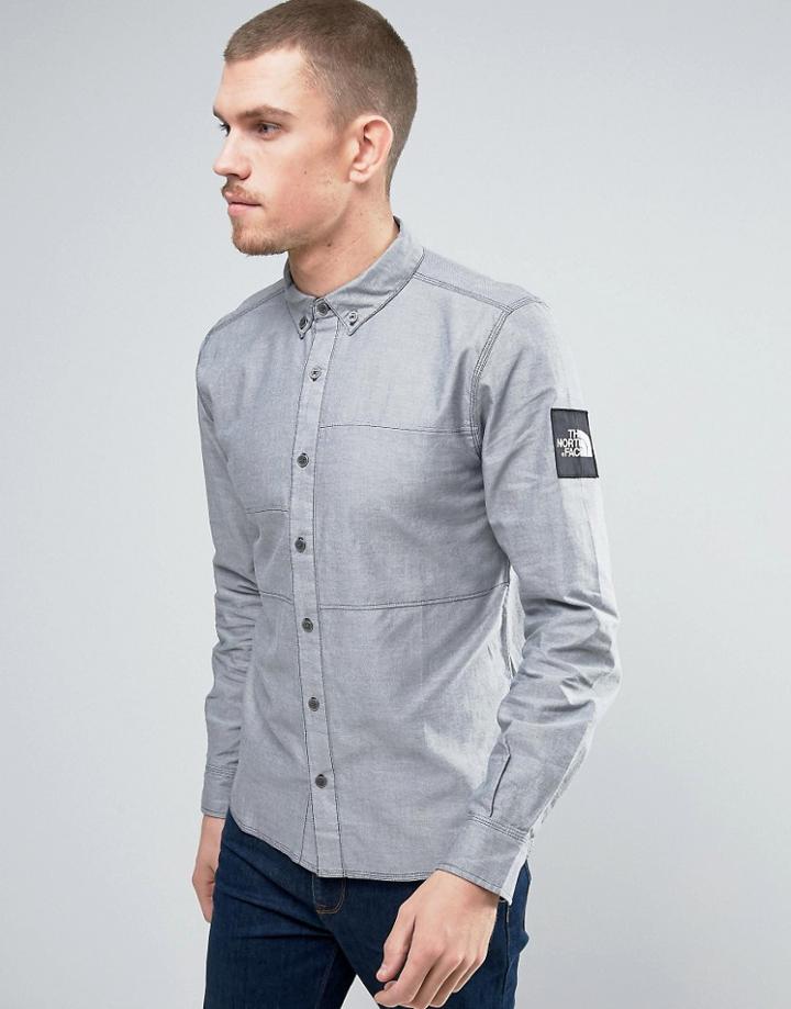 The North Face Denali Oxford Shirt Buttondown Sleeve Logo In Navy - Navy