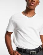 Asos Design Cotton Blend T-shirt With Scoop Neck-white