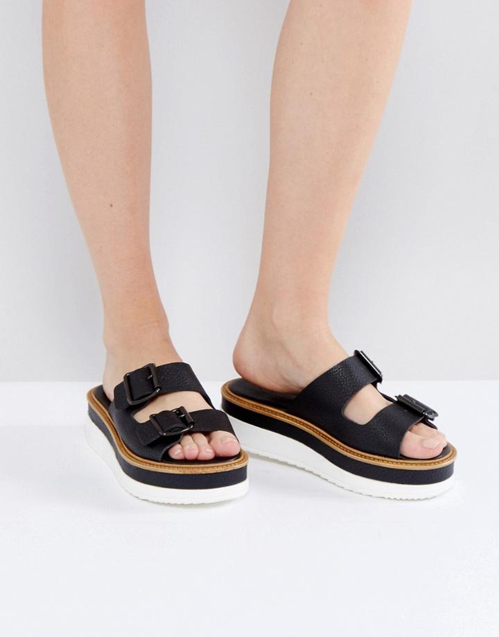 Warehouse Flatform Buckle Sandal - Black