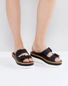 Warehouse Flatform Buckle Sandal - Black