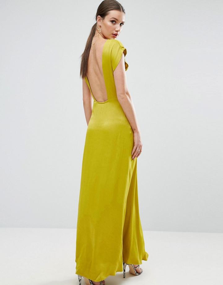 Asos Open Square Back Maxi Dress - Yellow