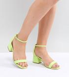 Asos Design Honeydew Wide Fit Heeled Sandals - Green