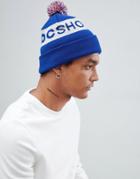 Dc Shoes Bobble Hat With Logo In Blue - Blue