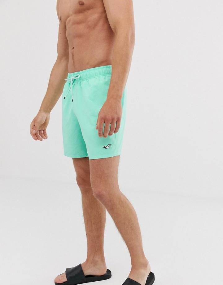 Hollister Icon Logo Solid Guard Swim Shorts In Mint-green