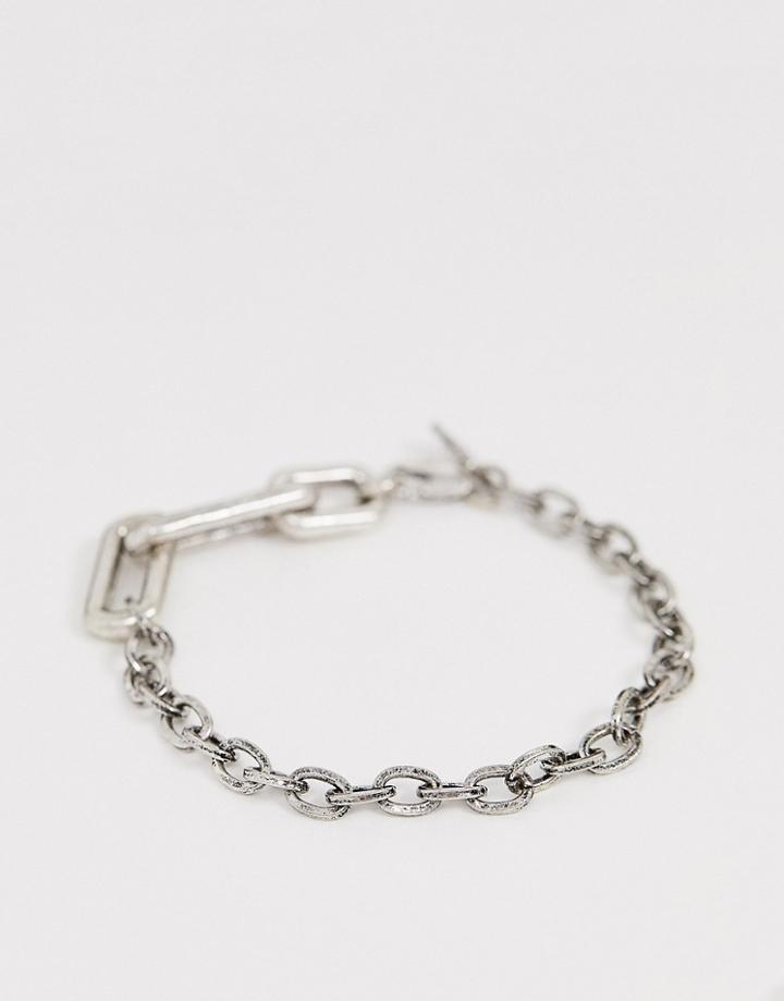 Icon Brand Chain Bracelet With Links Detail In Silver - Silver