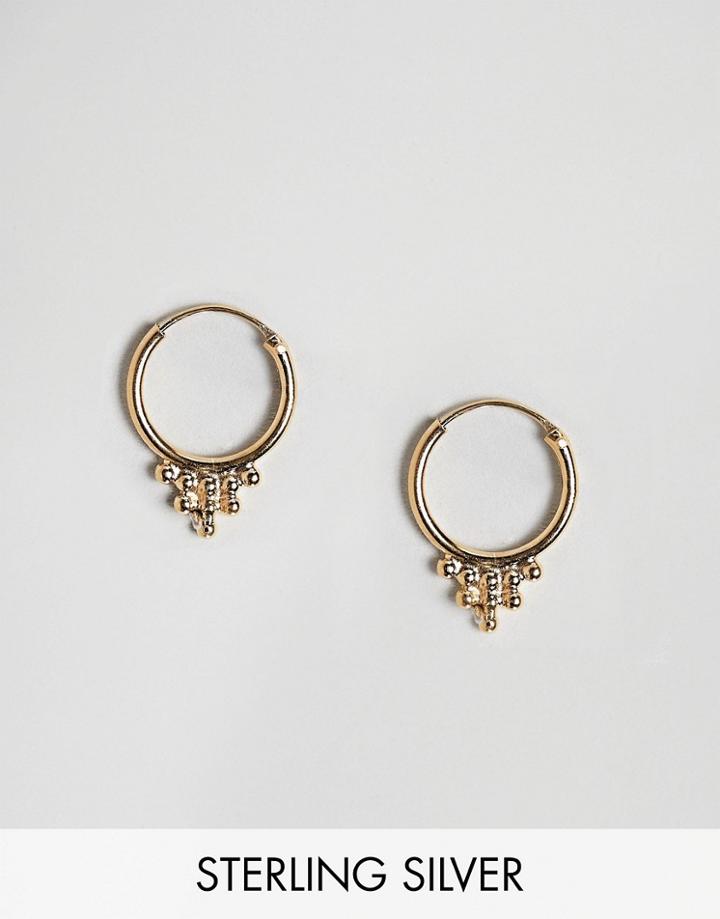 Fashionology Gold Plated Raindrop Hoop Earrings 12mm - Brown
