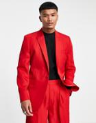 Asos Design Slim Fit Suit Jacket In Electric Red