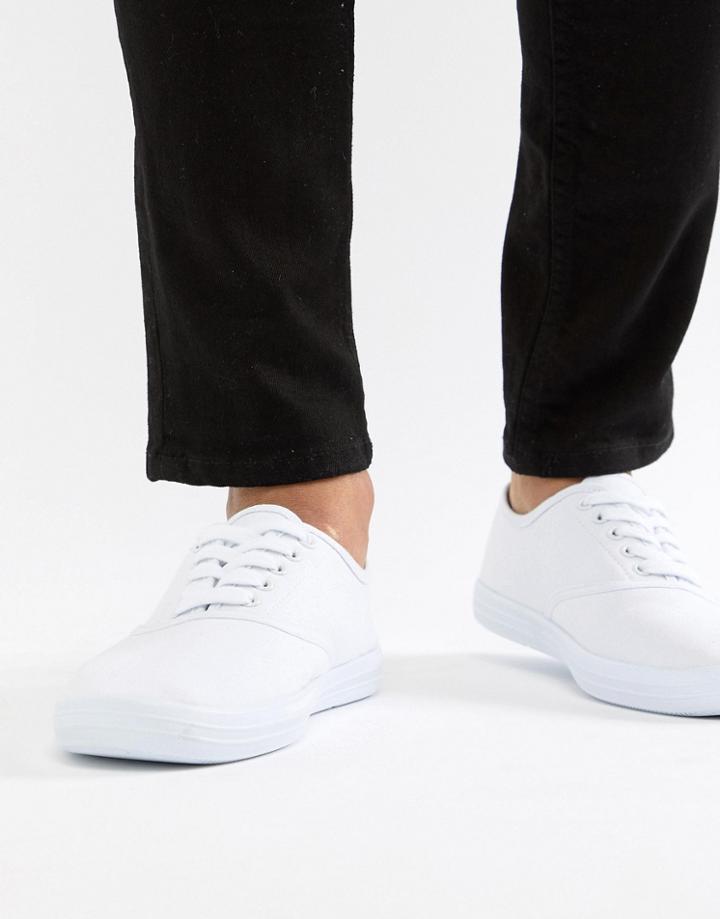 Asos Design Oxford Plimsolls In White Canvas - White