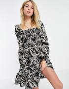 Object Mini Smock Dress In Animal Print-multi
