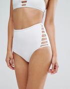 New Look Lattice High Waist Bikini Bottom - White