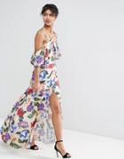 Asos Floral Ruffle Top Maxi Dress - Multi