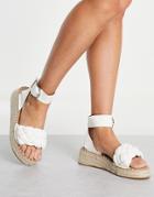 Glamorous Plaited Espadrille Flatform Sandals In White