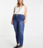 River Island Plus Kaia High Waisted Skinny Jeans In Medium Blue