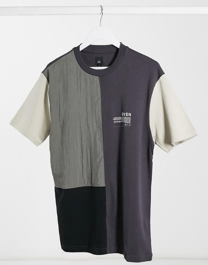 River Island T-shirt In Color Block-grey