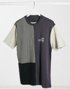 River Island T-shirt In Color Block-grey