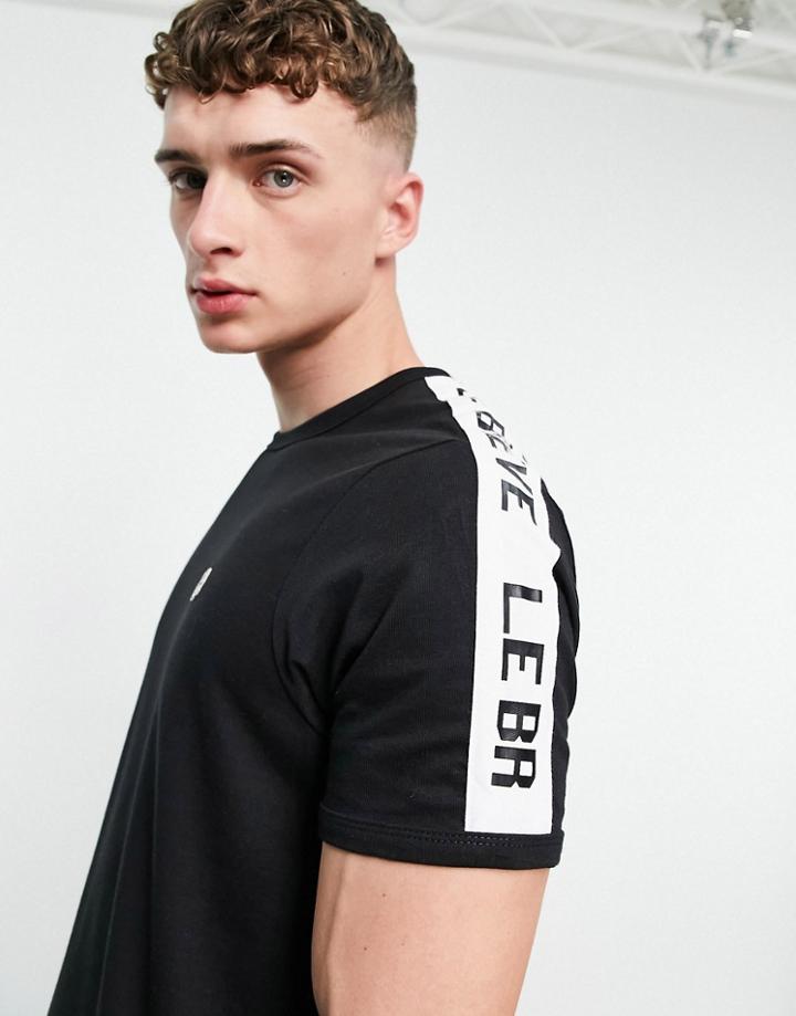 Le Breve Lounge T-shirt In Black With White Tape - Part Of A Set