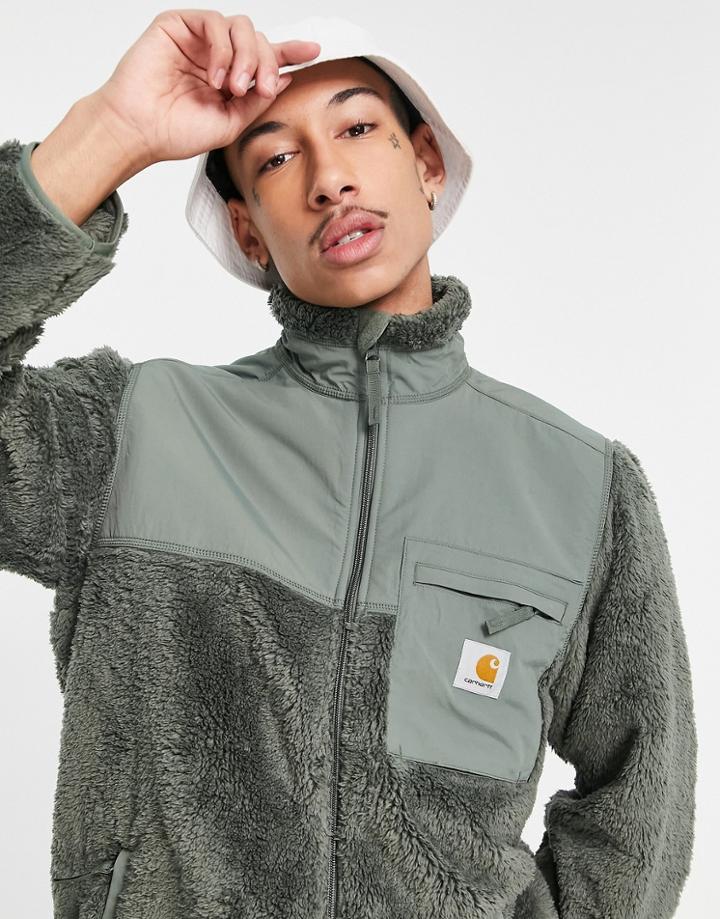 Carhartt Wip Jackson Pile Zip Through Sweatshirt In Green