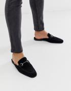 Asos Design Backless Mule Loafer In Black Suede With Snaffle - Black