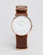 Reclaimed Vintage Inspired Leather Watch In Brown - Brown