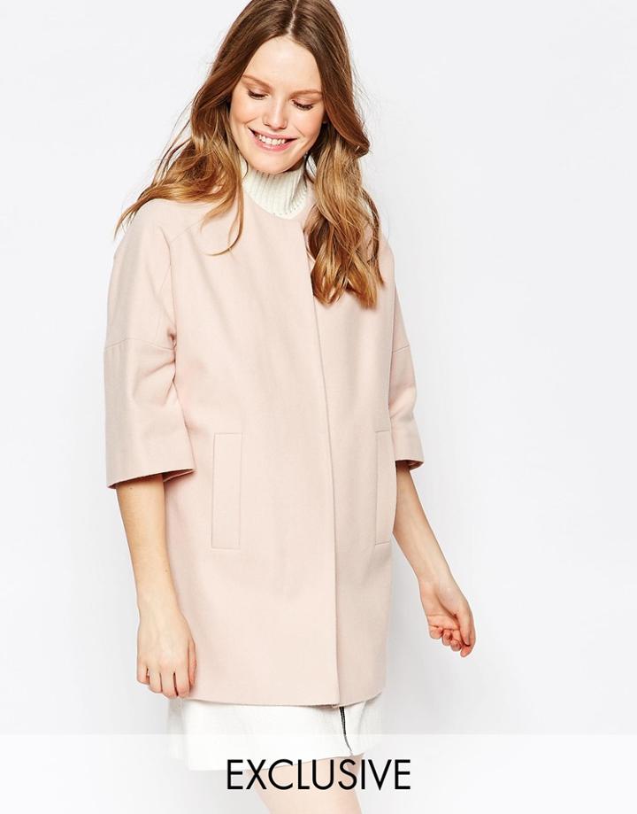 Helene Berman Kimono Coat In Light Pink - Pink