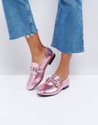 New Look Metallic T Bar Loafer - Pink