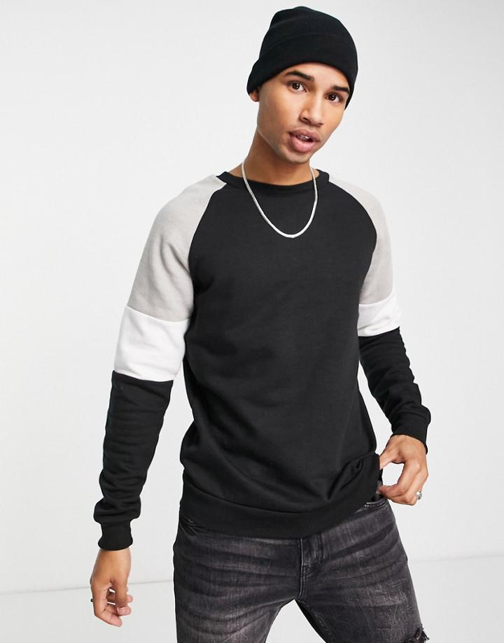 Soul Star Color Block Sweatshirt In Black