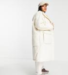 Vero Moda Curve Longline Padded Coat With Elastic Waist In Cream-white