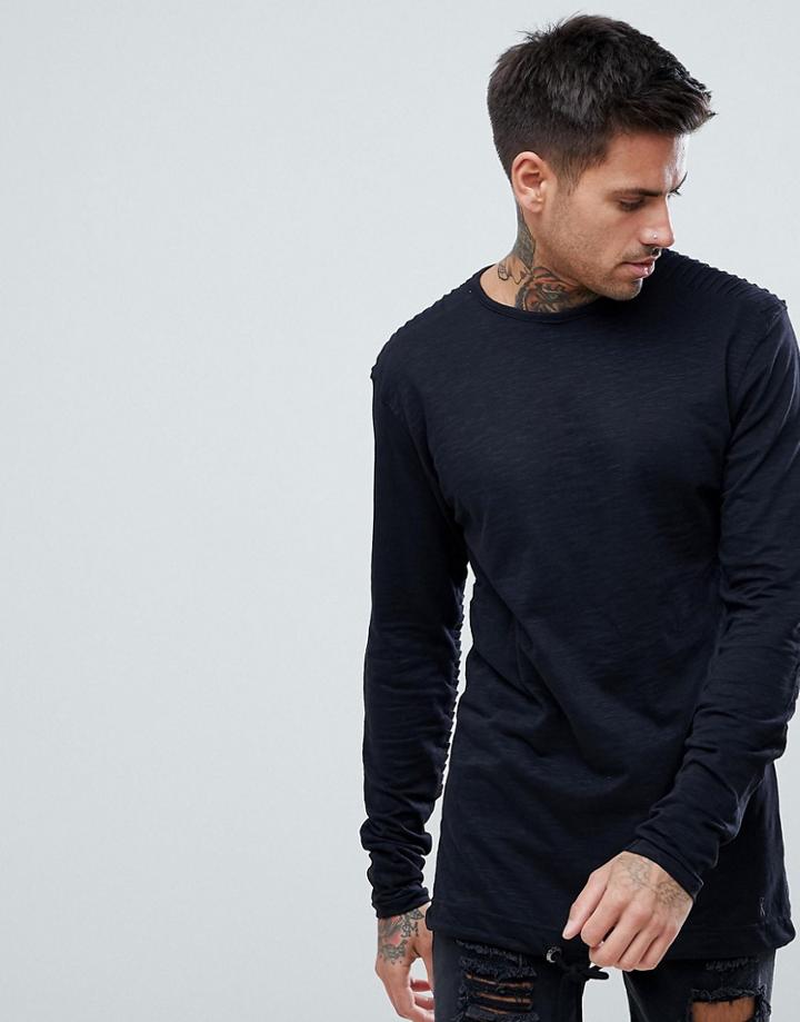 Ringspun Rib Long Sleeve Top - Black
