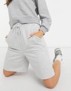 Asos Design Longer Length Sweat Shorts In Gray-grey