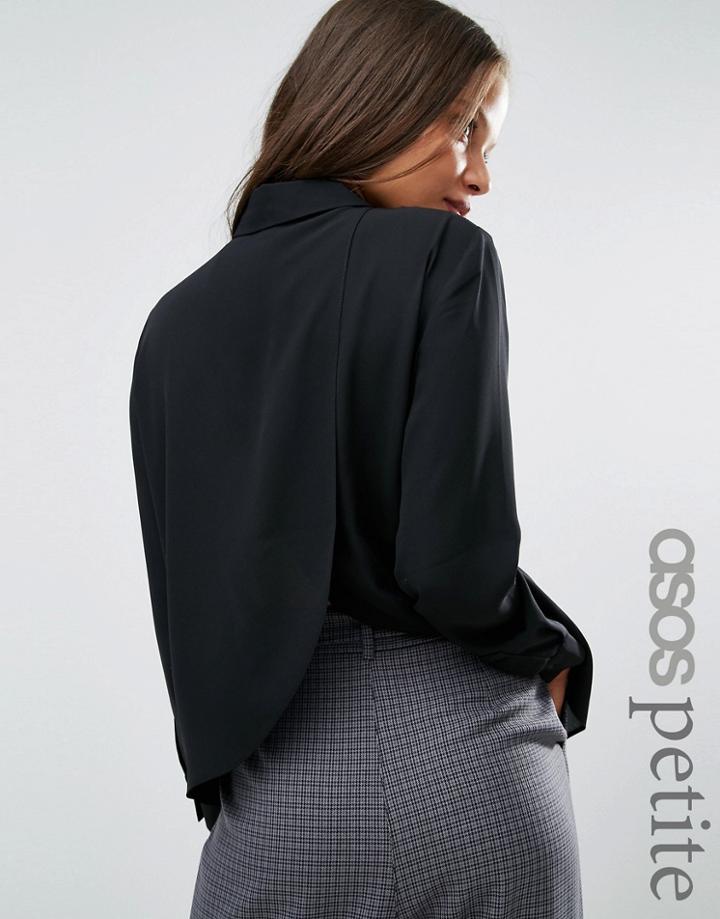 Asos Petite Blouse With Wrap Back - Black