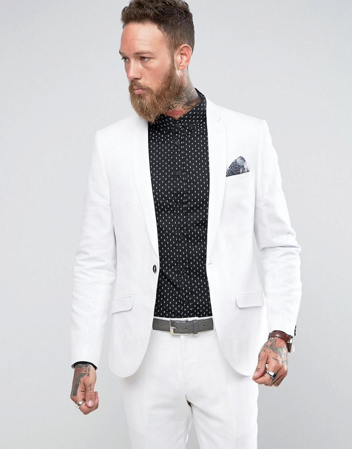 Heart & Dagger Skinny Tuxedo Jacket - White