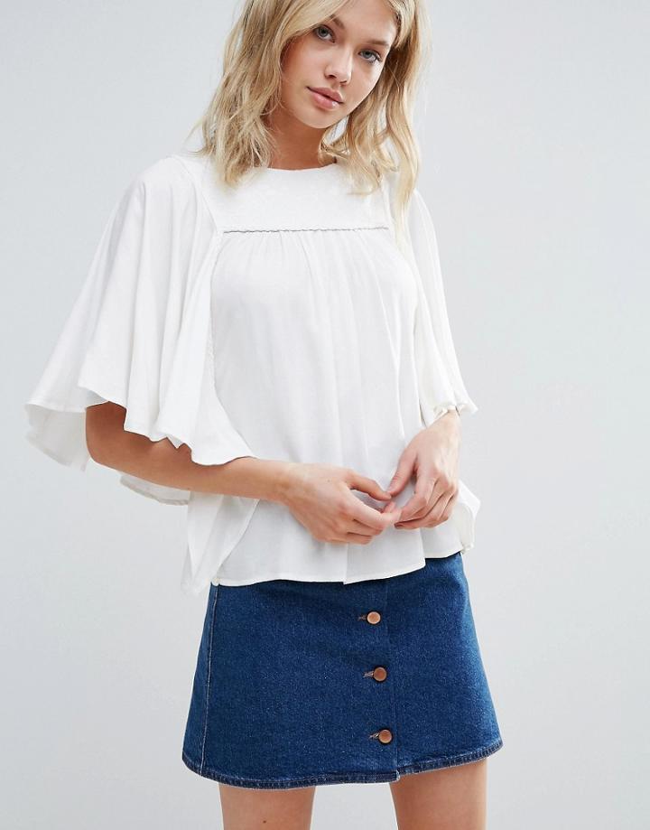 Only Plain Drape Sleeve Blouse - White