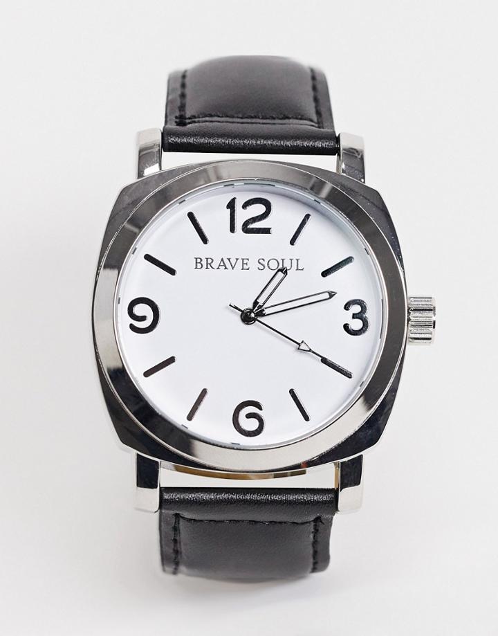 Brave Soul Watch With Black Strap And White Dial