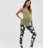 Asos Design Maternity Leggings In Mono Floral Print - Multi